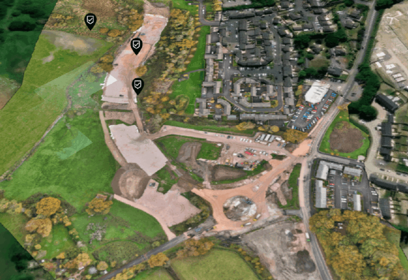 An aerial shot of the A382 after works had commenced