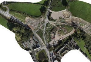 An image of the A382 with a design overlay to highlight changes to the road.