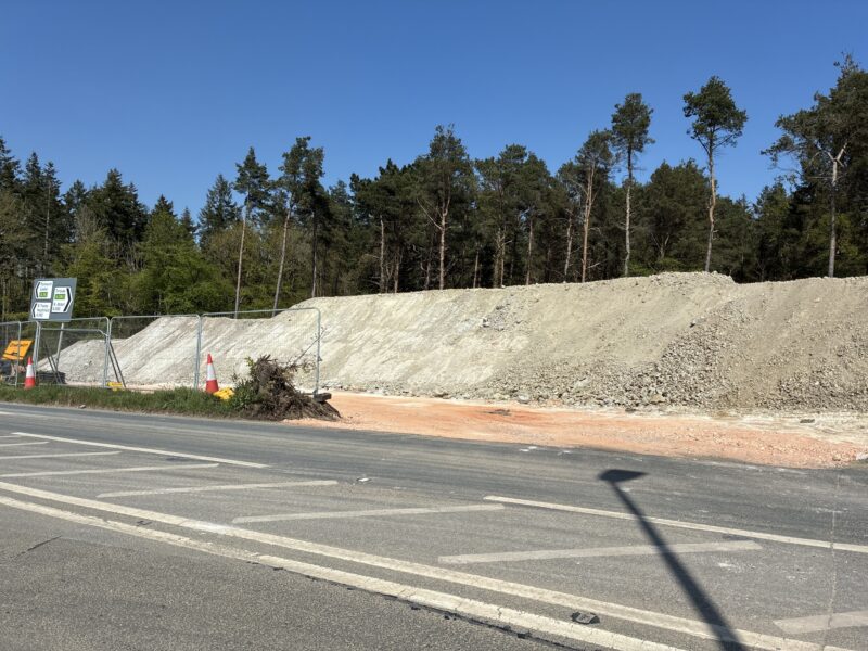 Material pile on the side of the A382