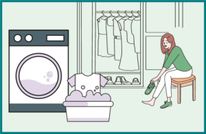 You can get dressed and undressed on your own, and keep your clothes clean, without help and support. 