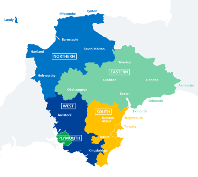 Map of the organisations involved in One Devon and its partner organisations.