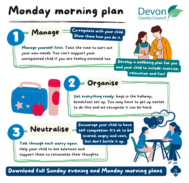 Download the full Monday morning plan to help your child cope with EBSA