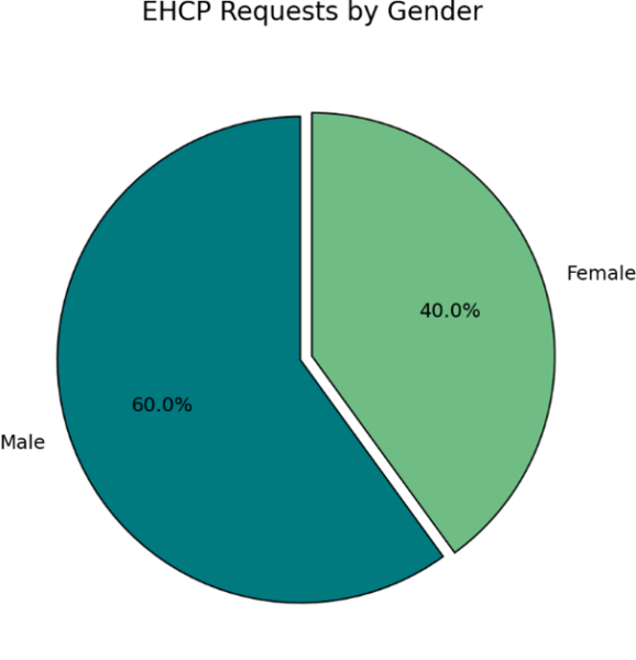 A pie chart indicating 40% of requests are for girls and 60% are for boys.