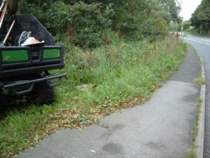 flail cutting along pavement into Knowle