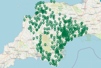 Map of community groups across Devon