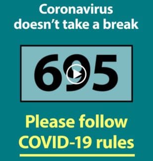 Coronavirus doesn't take a break graphic