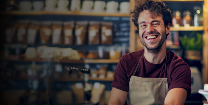 man smiling in shop