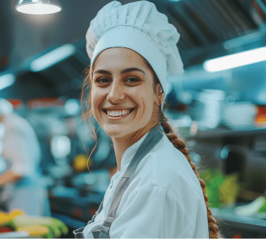 A young chef smiling