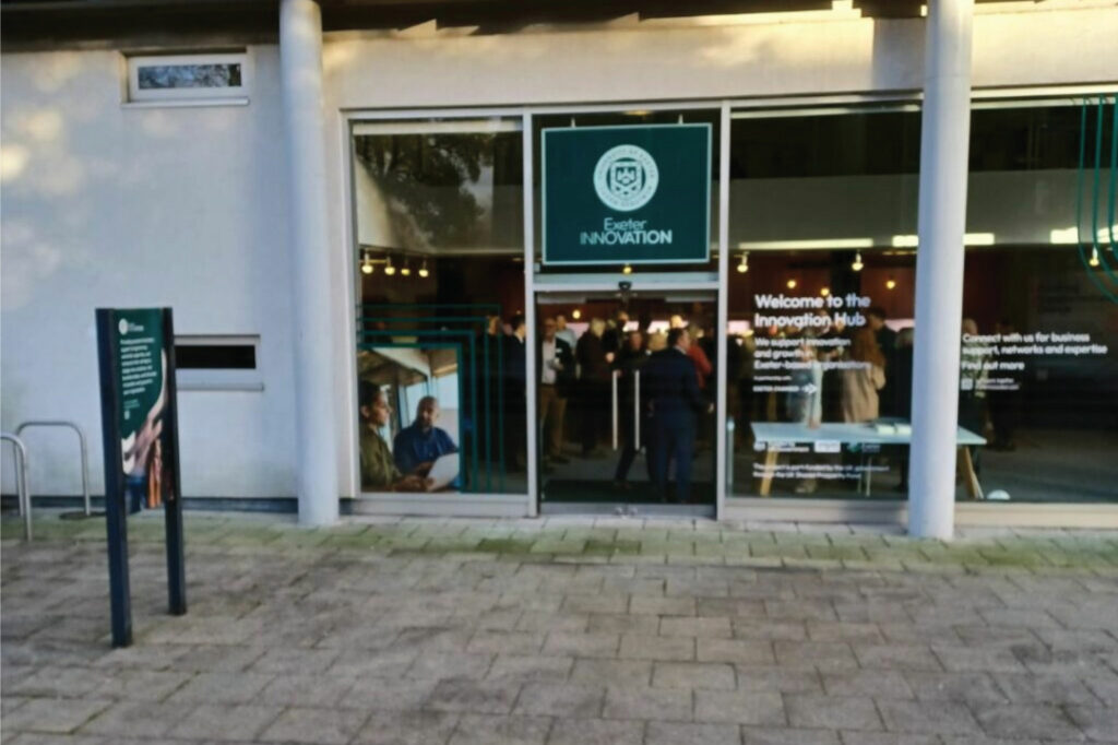 Image of Exeter University's Innovation hub front entrance.