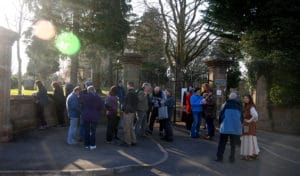 Community gathering to take part in a performance in the Heavitree Squilometre