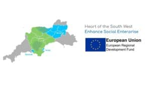 Heart of the South West map and Enhance Social Enterprise European Regional Development Fund logo