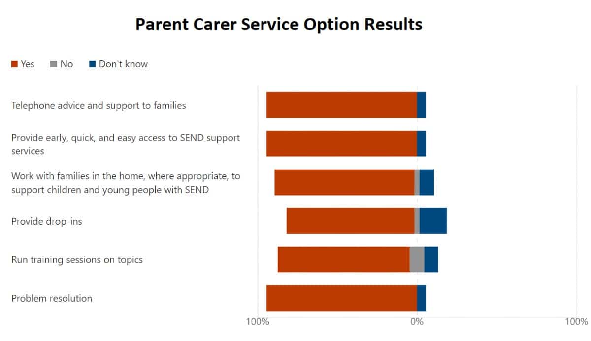 A graph showing parent carer service options results