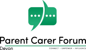 Logo of Parent Carer Forum Devon with the caption: Connect, Empower, Influence