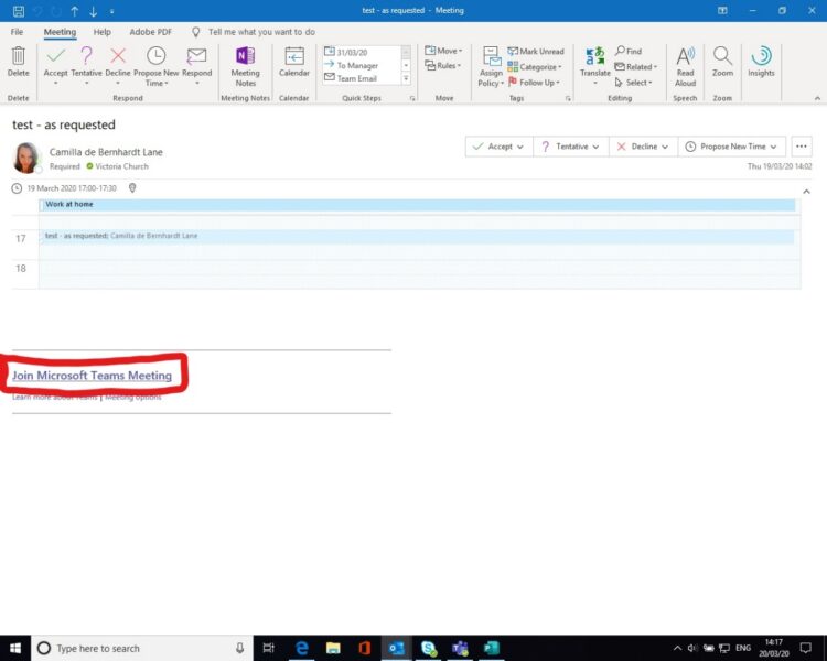 Link received in an email to join a Microsoft Teams meeting 