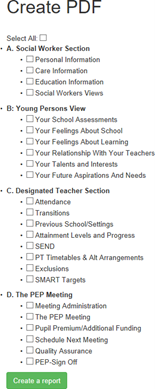 Screenshot of create PDF