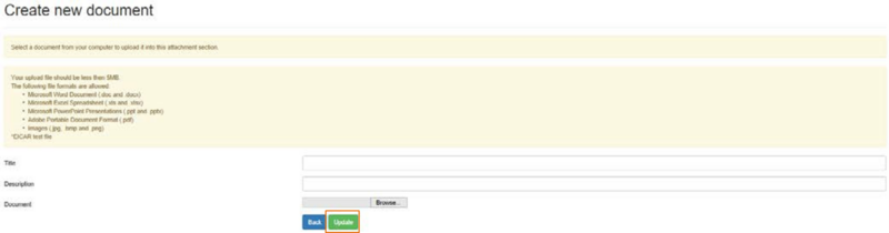 Screenshot of create new document