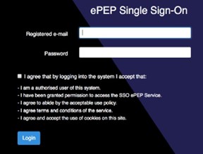 Screenshot of ePEP single sign-on 
