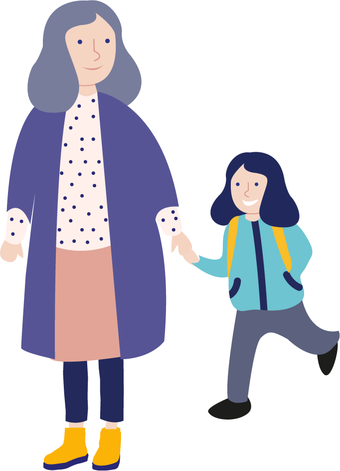 an illustration of a grandparent and child