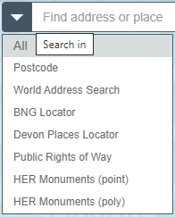 Search bar with dropdown options