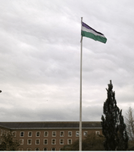 Picture of the Suffrage Flag flying at County Hall