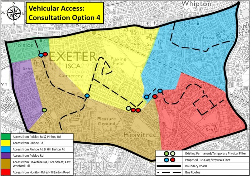 A map indicating vehicular access in option 4 of the consultation