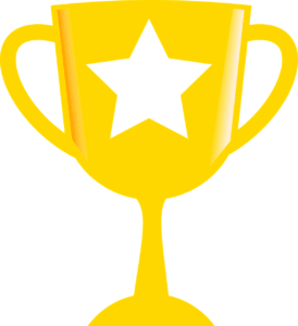 Image of a golden trophy with a white star on the front