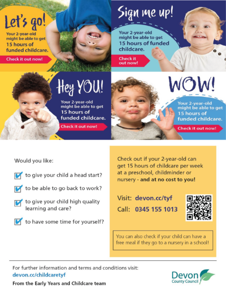 Samples of the Let's go!, Sign me up!, Hey You! and Wow! publicity materials sent to potentially eligible parents of 2-year-olds.  With an explanation of the scheme