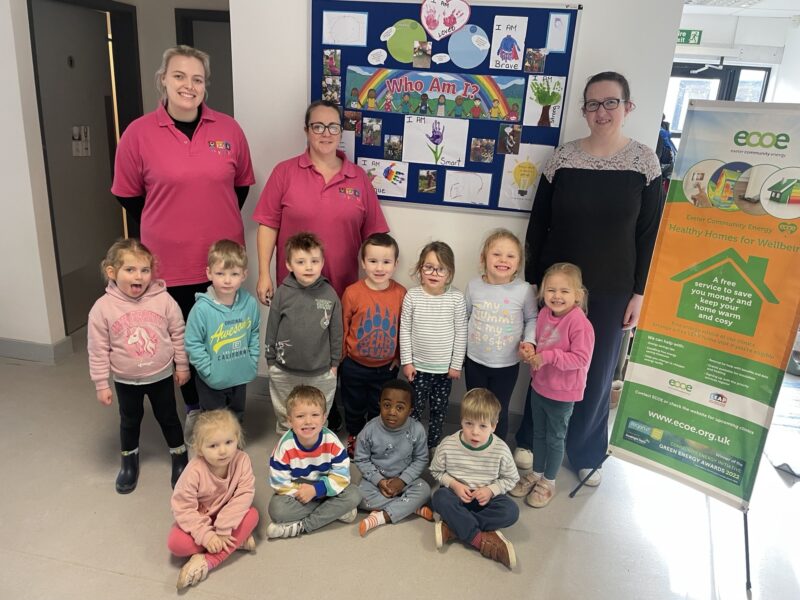 A group of children and staff from Hurly Burly Day Nursery in Tiverton.