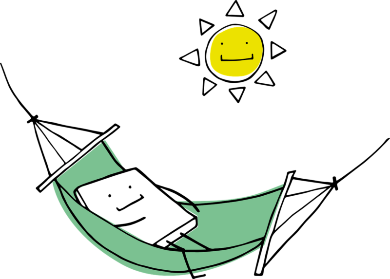 A small square taking a  break in a hammock and the sunshine is overhead smiling. Image by Manfred Steger from Pixabay.