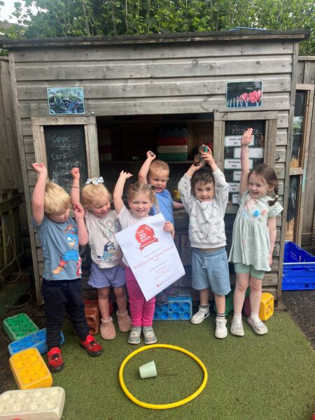 Children from Bumblebees Day Nursery in Woolwell with the award!