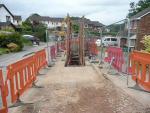 Construction work at Ivybridge Flood Scheme 