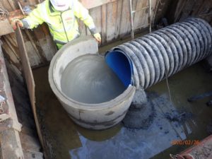 Construction work at Ivybridge Flood Scheme 