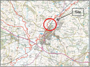 Map showing location of Axminster flood scheme