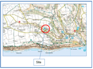 Map showing location of Branscombe site