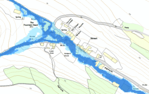 Map showing Branscombe flooding