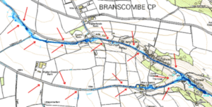 Map showing Branscombe flow paths