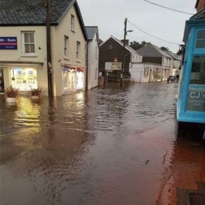 Photo showing flooding in Braunton December 2012