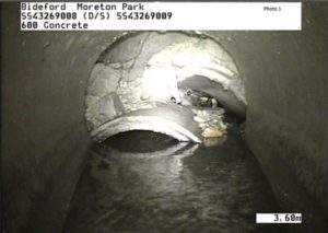 Photo showing CCTV image of Collapsed culvert