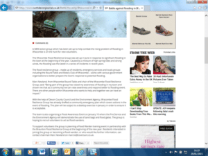 Screenshot showing Press release issued by Ilfracombe Flood Resilience Group in December 2014