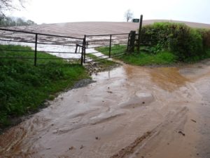 Photo showing Surface-water runoff causing mud on roads and localised flooding 
