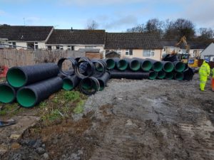 Photo showing material for new culvert