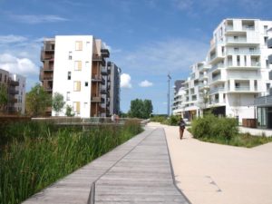 Photo showing surface water drainage management system for this development in Bordeaux 