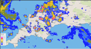 Rainfall radar for Barnstaple 17th August 2020