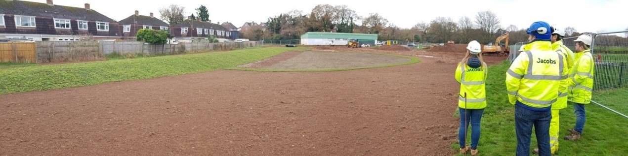 An image of the new flood bund and flood attenuation area prior to seeding.