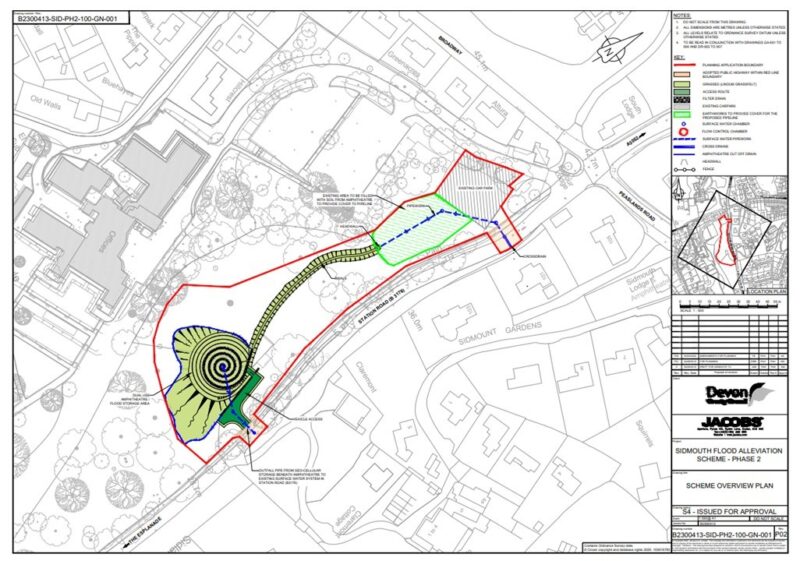 Planning documentation showing the design of the amphitheatre attenuation system at Knowle