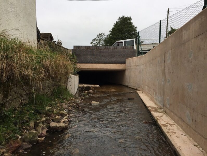 The new culvert viewed from the river. Larger than the previous image of the original culvert