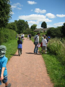 West Hill Primary School looking for minibeasts along the towpath
