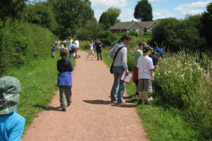 West Hill Primary School looking for minibeasts along the towpath