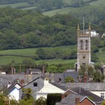 Honiton by Honiton by Louise Eleanor Davis, Honiton Rooftops, inlcuding St. Paul's Church, and the surrounding countryside