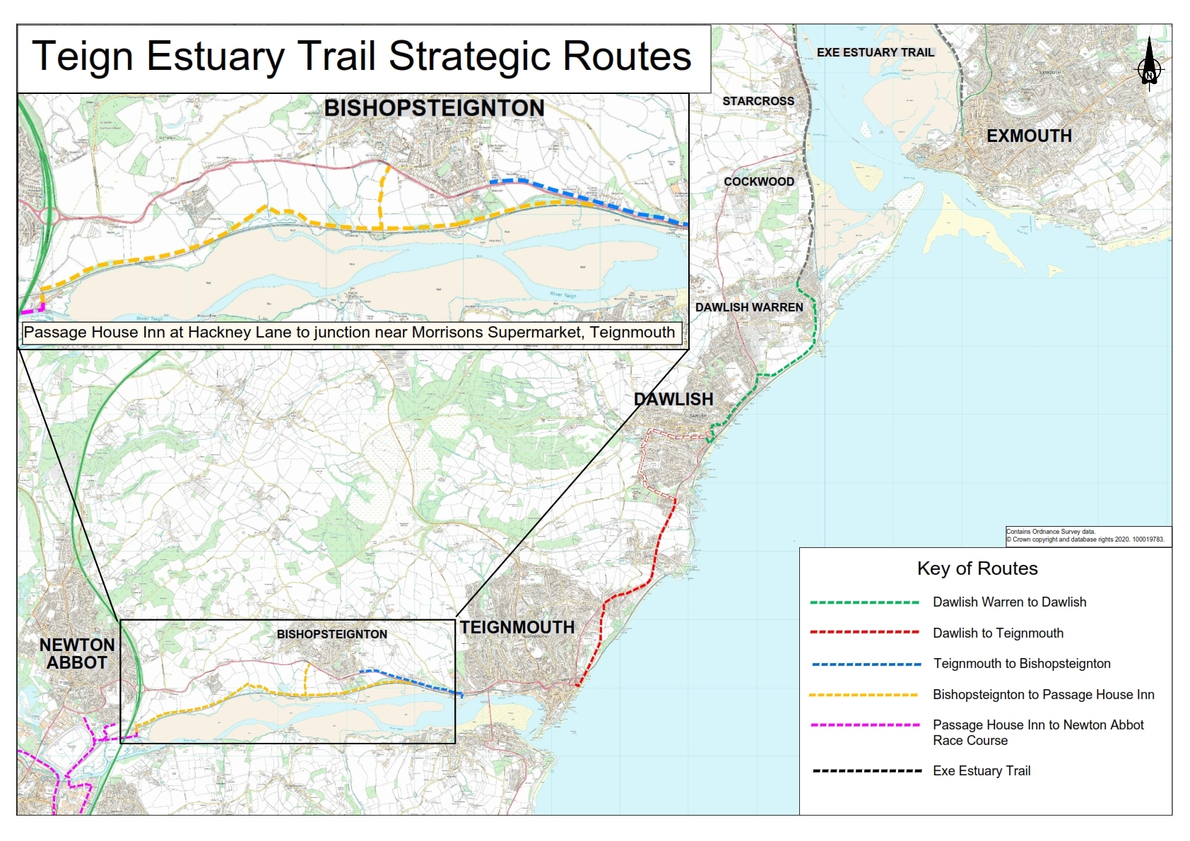 This image shows the multi-use strategic routes from Exeter to Newton Abbot